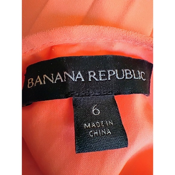 Banana Republic Coral Pleated Sleeveless Tie Waist Dress Women's Size 6 - Picture 4 of 7